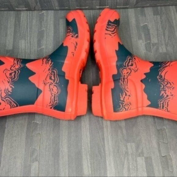 Hunter Original Short Rain Boots Pink Grey Storm Stripe Women Size 8 - Picture 6 of 9